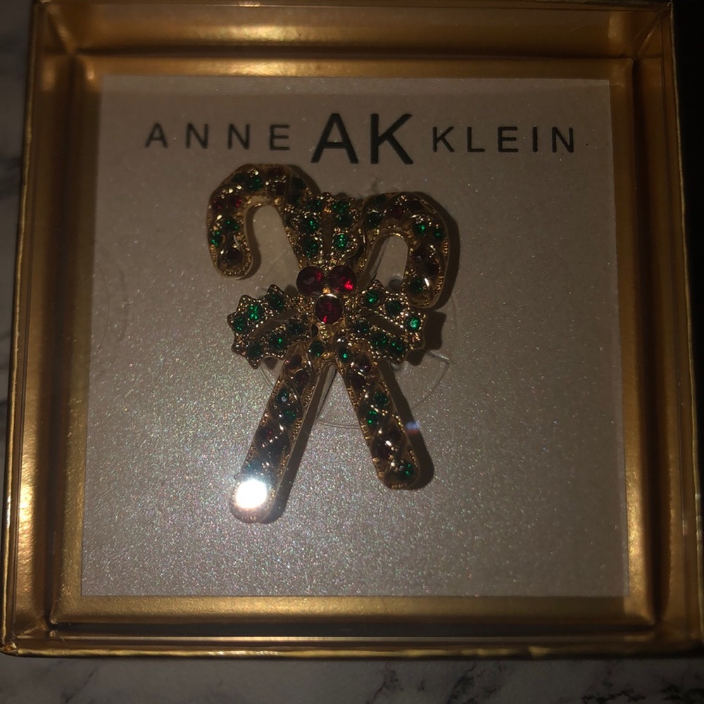 Anne Klein candy cane pin brooch